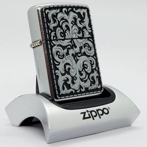 Vintage 2003 Zippo Lighter Marlboro Storming Scroll Filigree Street Chrome  Mint in Box