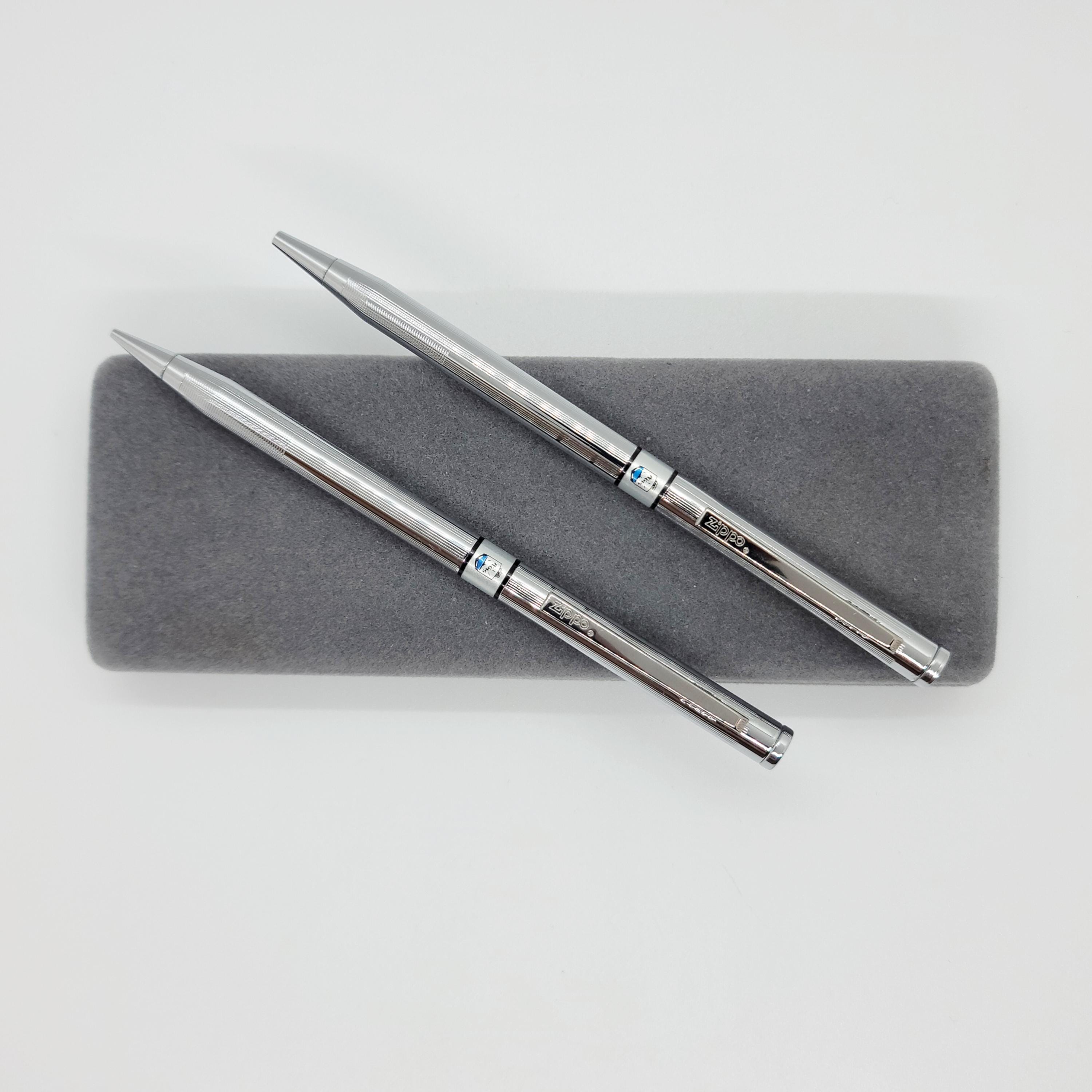 Zippo社製 ペン コレクション ノベルティグッズ Vintage 1990s Zippo Pen and Pencil Set Silver Tone Collectible