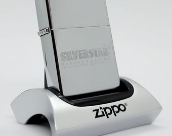 Isqueiro Zippo Vintage Silver Star Casino Restaurant de 1997 - Objeto de coleção cromado de alto polimento