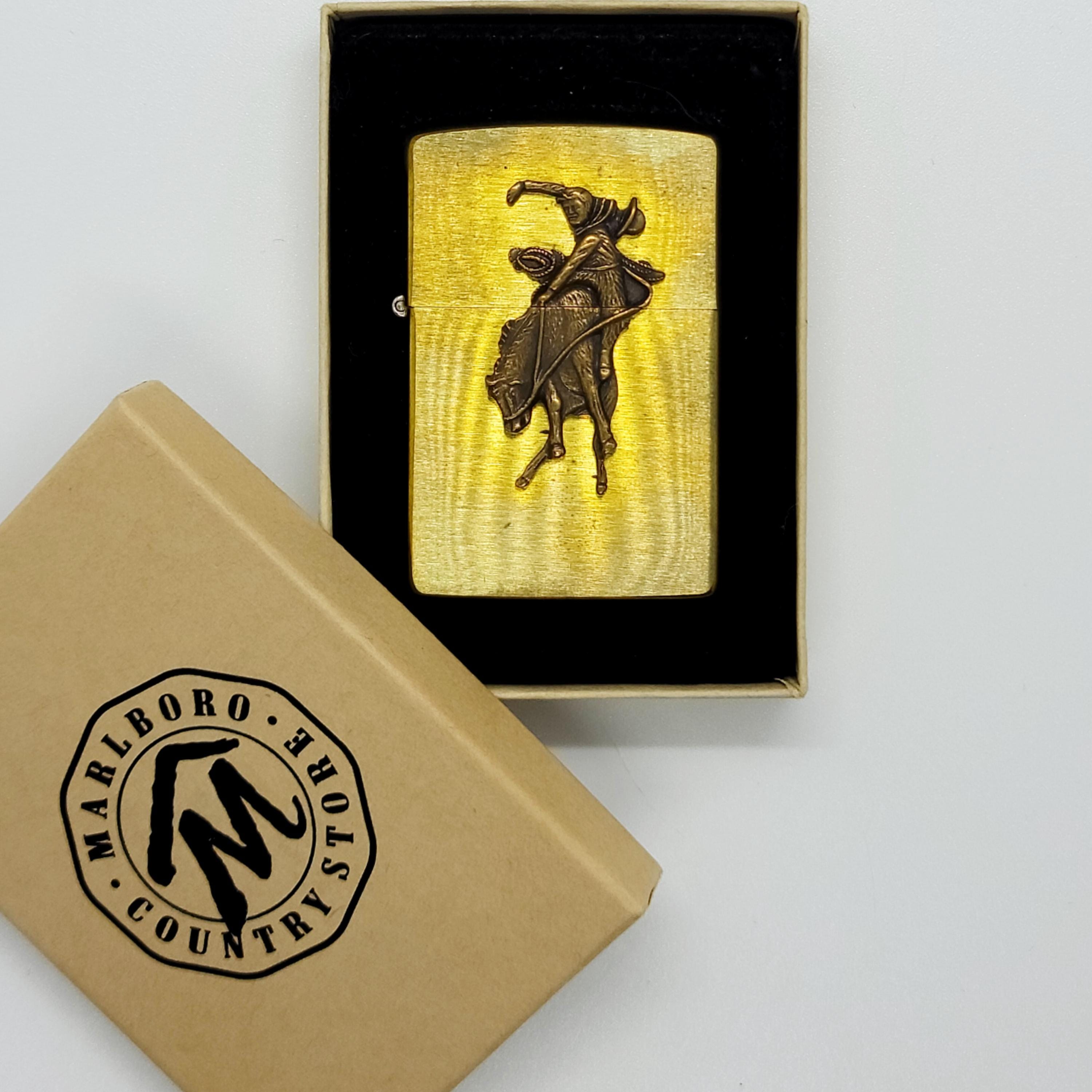 Vintage 1994 Marlboro Zippo Lighter Bucking Bronco Cowboy Solid