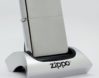 Briquet Zippo 200 vintage en chrome brossé 2005 - Fabriqué aux États-Unis - Inutilisé dans la boîte d'origine