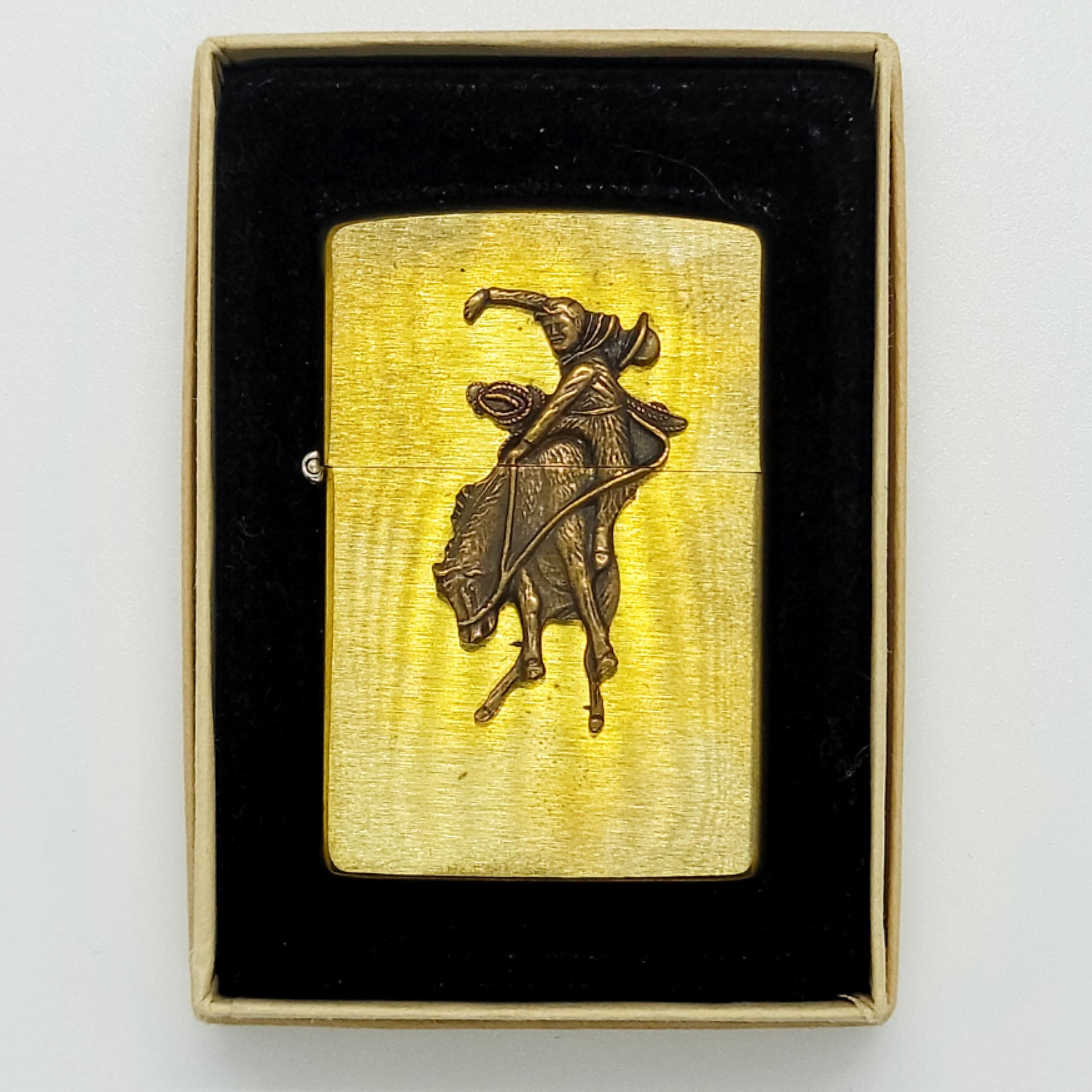 Vintage 1994 Marlboro Zippo Lighter Bucking Bronco Cowboy Solid 