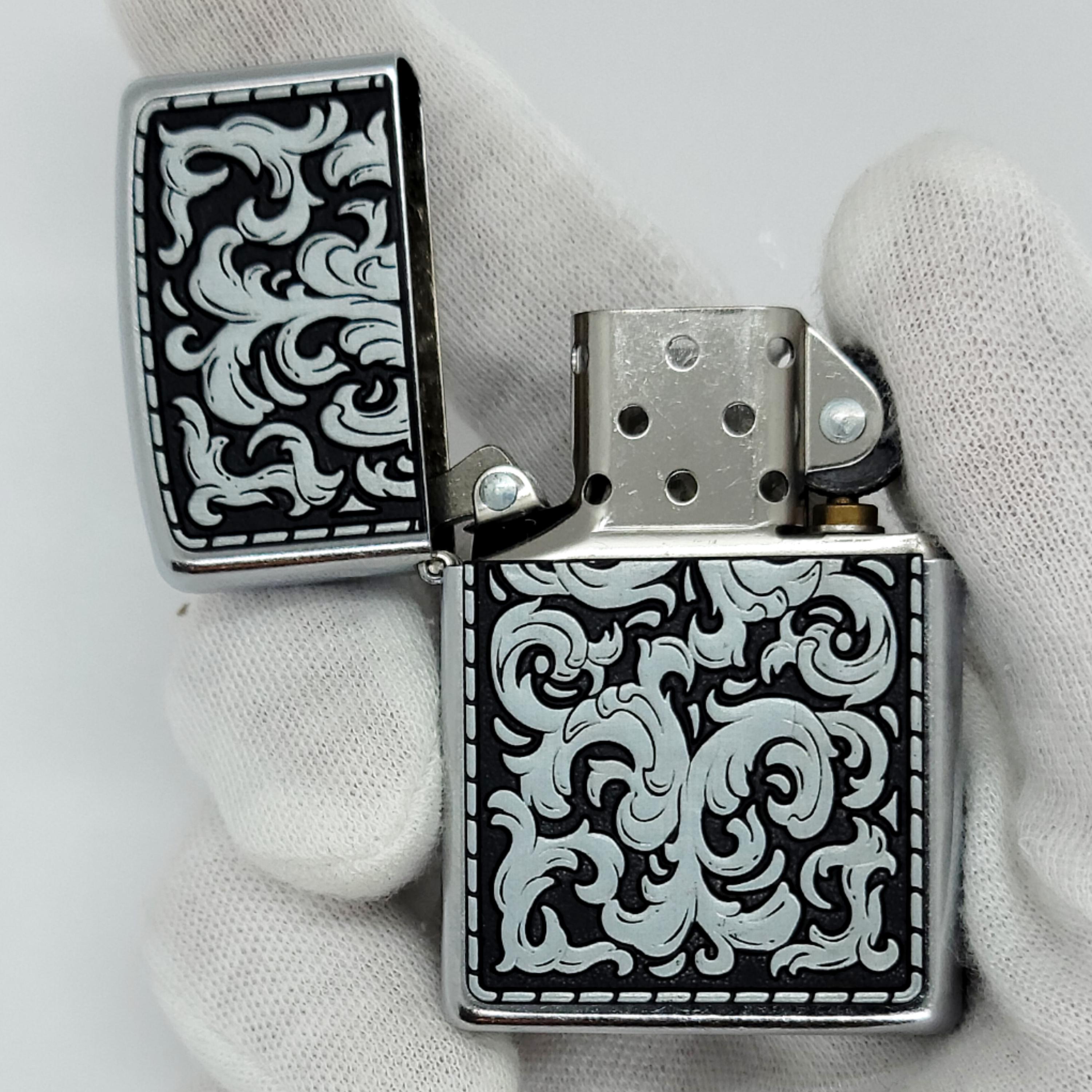 Vintage 2003 Zippo Lighter Marlboro Storming Scroll Filigree