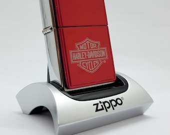 Vintage 2001 Harley Davidson Zippo Lighter: Red Anodized Aluminum, Unfired, Collectible