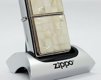 Vintage 2005 Zippo Sea Weave Mother of Pearl White Lighter – Choice Collection – Vintage Collectible