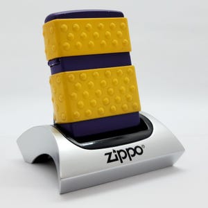 Vintage 2000 Zippo Lighter: Purple Matte, Yellow Zip Guard, Unfired