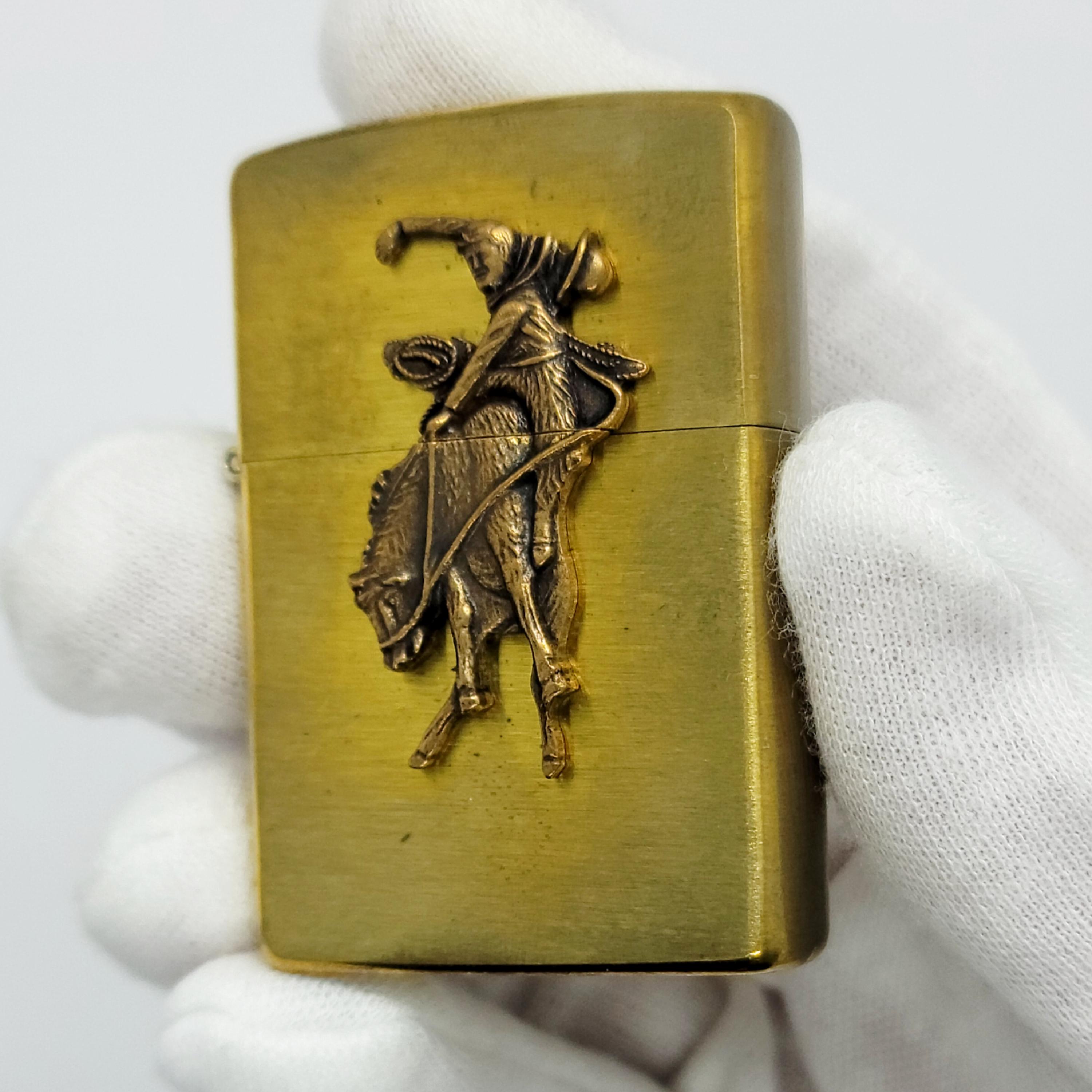 Vintage 1994 Marlboro Zippo Lighter Bucking Bronco Cowboy Solid 