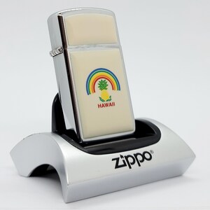 Rare 1985 Zippo Ultralight Hawaii Rainbow Lighter - Beige Slim Collectible Gem