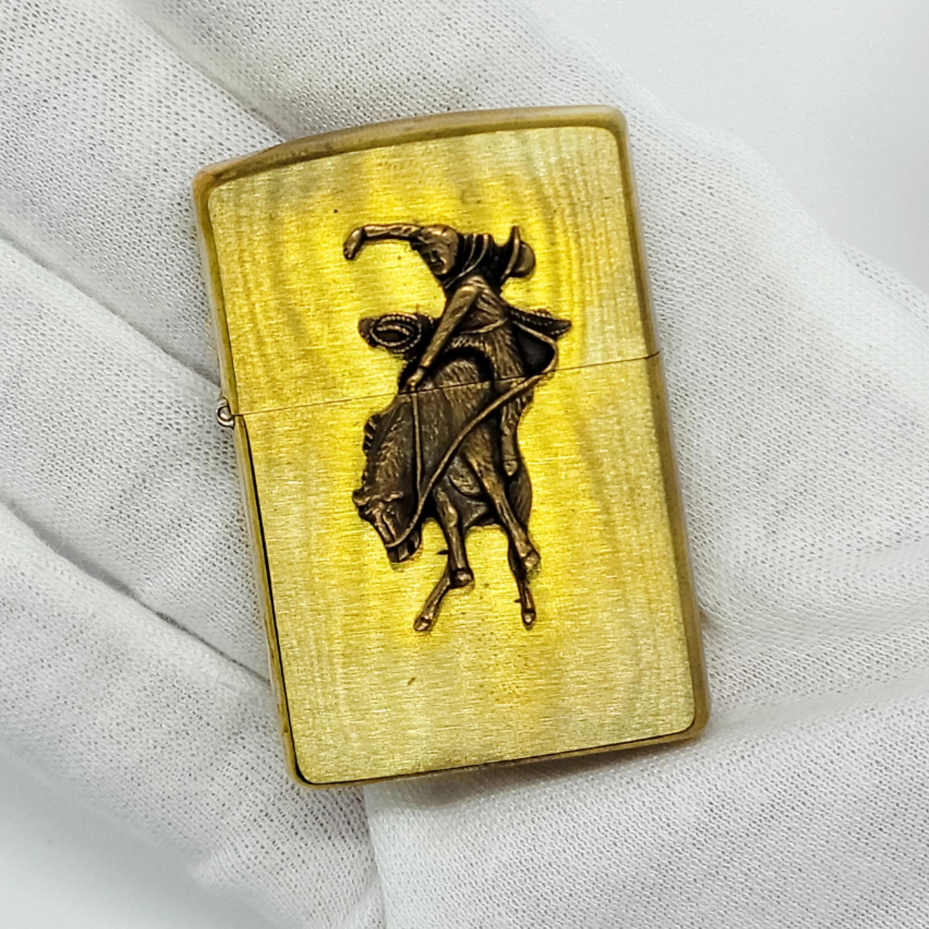 Vintage 1994 Marlboro Zippo Lighter Bucking Bronco Cowboy Solid 