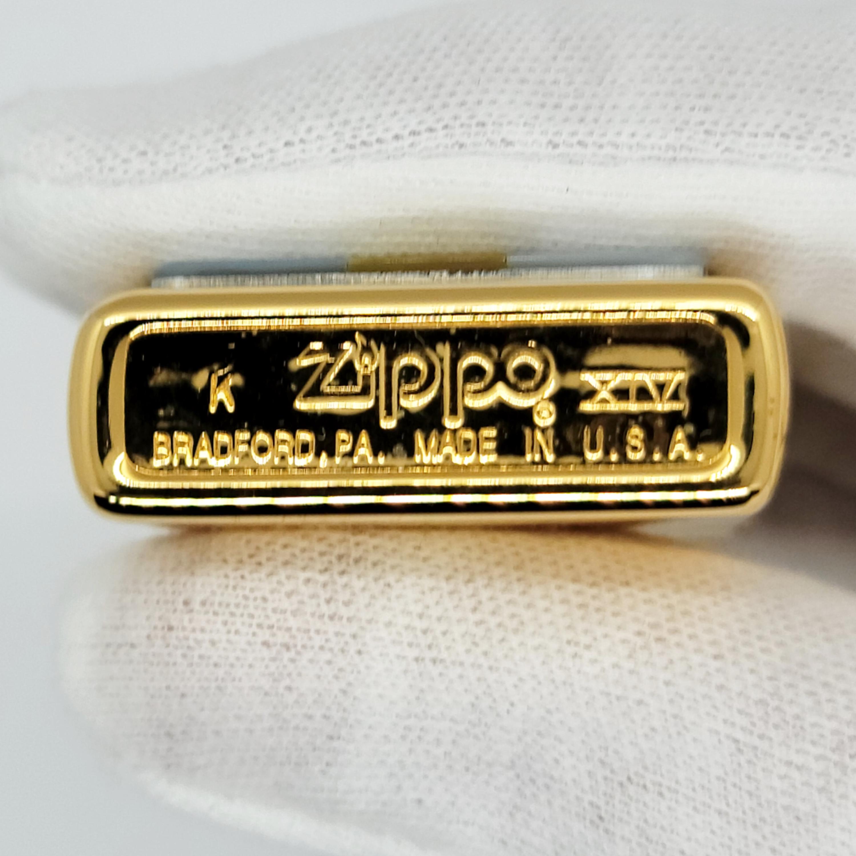 Vintage 1998 Zippo Gold Plated Lighter With Real Mother of Pearl