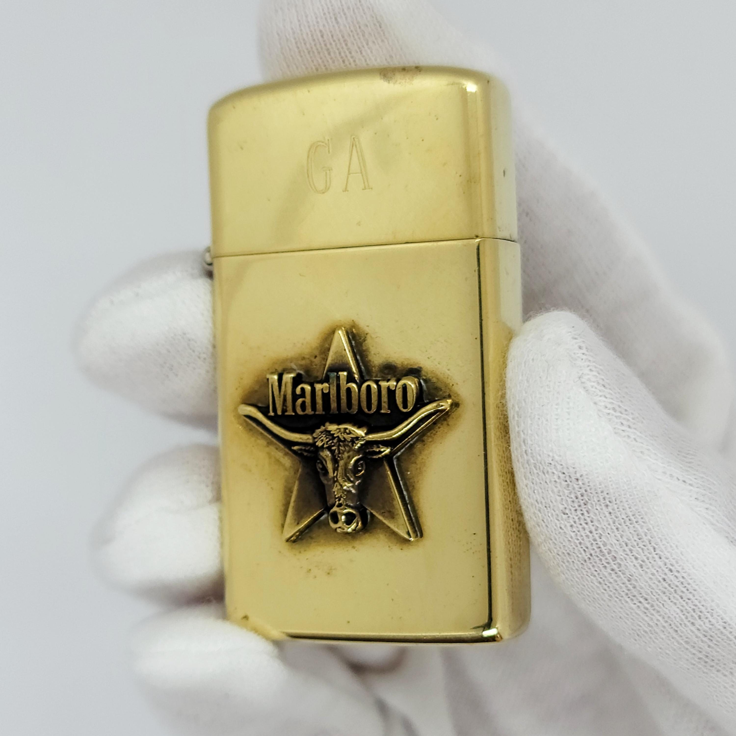 Vintage 1992 Zippo Lighter Marlboro Longhorn Bull Texas Star Slim