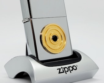 Encendedor Zippo Tahoe Onyx chapado en oro vintage de 1999: coleccionable MIB