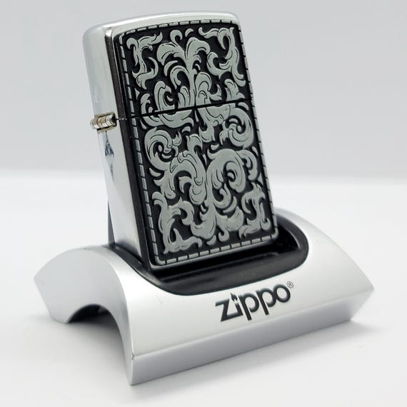 Vintage 2003 Marlboro Storming Scroll Filigree Zippo Lighter
