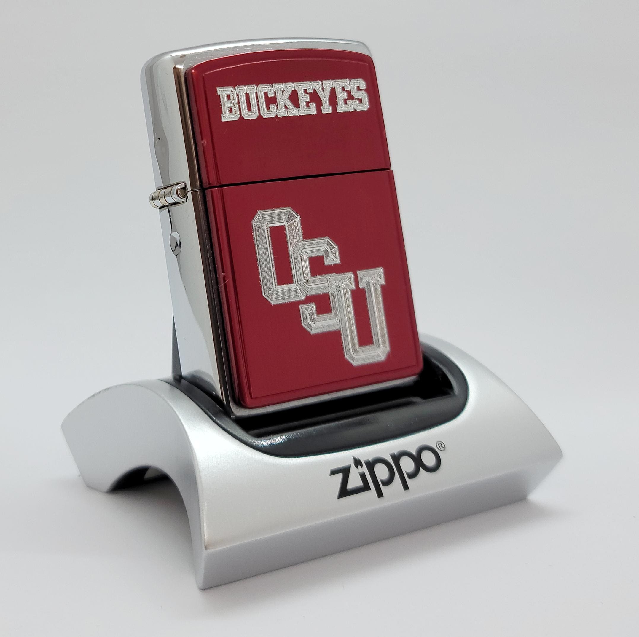 Vintage 2002 Zippo Lighter 685 Red Anodized Aluminum OSU Buckeyes