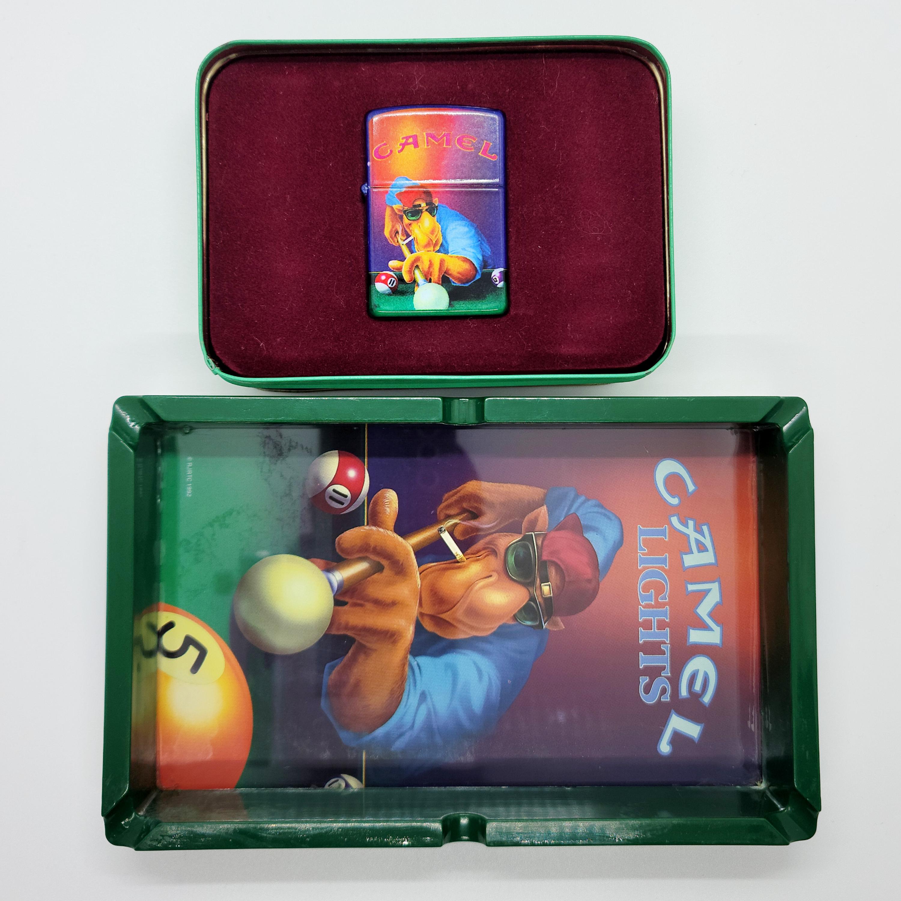 Vintage 1993 Camel Zippo & 1992 Smokin' Joe Pool Player Ashtray