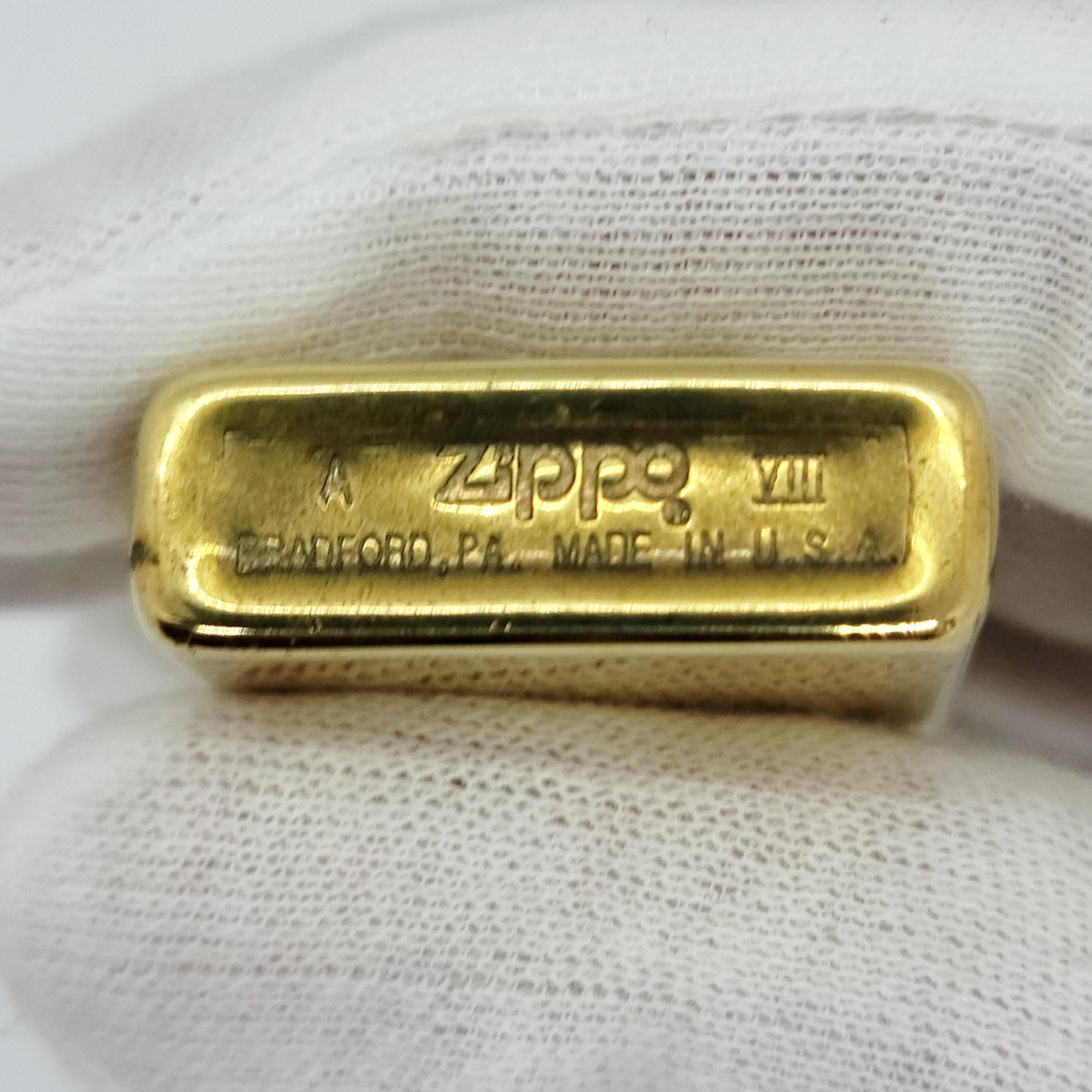 90’s 真鍮製ZIPPO Vintage 1992 Zippo Marlboro Longhorn Bull Texas Star Slim Solid