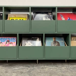 Record Storage Cabinet, 8-drawer, with offset cubbies