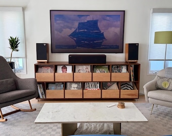 Custom Vinyl Record Storage Cabinet, Modern Media Console, Handcrafted