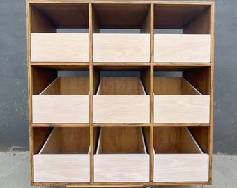 Custom Handcrafted Vinyl Record Storage Cabinet, 9-Drawer | Made in Los Angeles