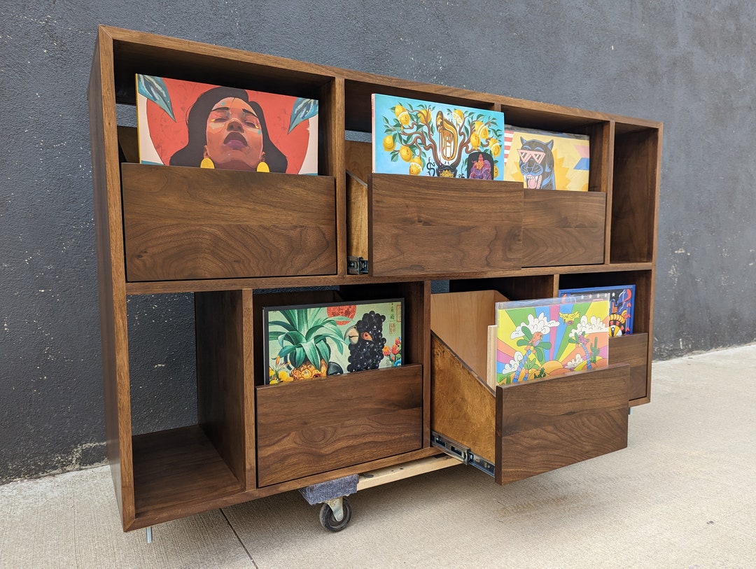 Custom Handcrafted Vinyl Record Storage Cabinet, 6-drawer With Offset ...