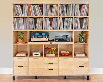 Custom Handcrafted Extra Large Vinyl Record Cabinet | Made in Los Angeles