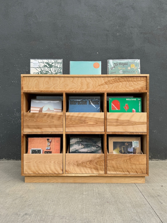 R D Vinyl Record Storage Cabinet 6 drawer With Open Bins and Plinth Base Made in Los Angeles Etsy UK