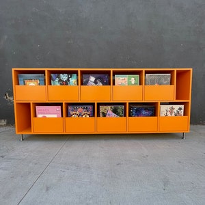 Record Storage Cabinet, 10 LP drawers with offset cubbies