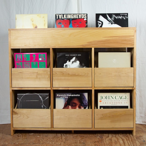 Record Storage Cabinet, 6-drawer, With Open Bins 