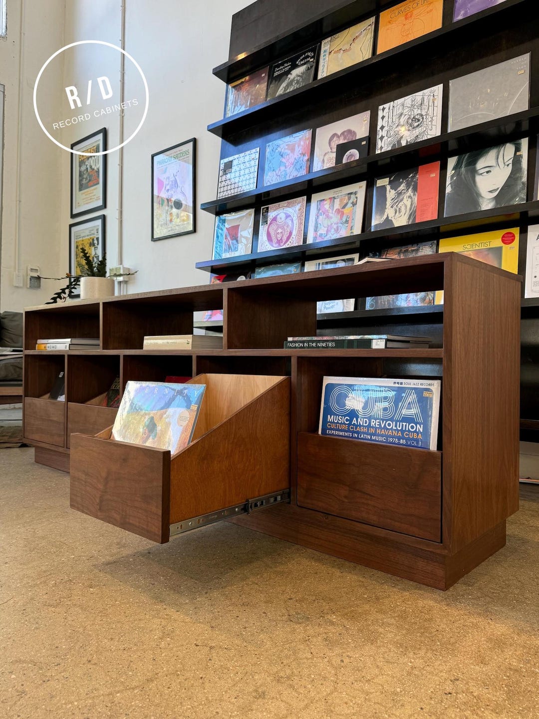 Custom Handcrafted Vinyl Record Storage Cabinet, Bench-style 5-drawer ...
