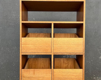 Custom Handcrafted Vinyl Record Storage Cabinet, 4-Drawer, With Receiver Bay | Made in Los Angeles