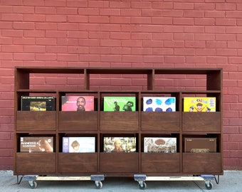 Custom Handcrafted Vinyl Record Storage Cabinet, 10-Drawer with Receiver Bays | Made in Los Angeles