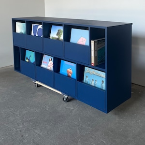 Custom Handcrafted Vinyl Record Storage Cabinet, 8-Drawer, With Offset Cubbies | Made in Los Angeles