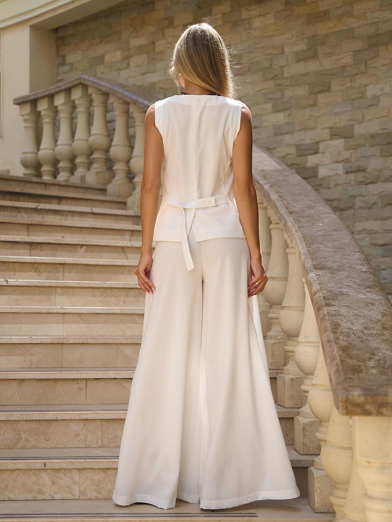 Luxe Pleated Longline Vest & Pull-on Pants Set