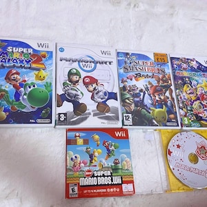 Nintendo Wii Spiel EUR / PAL Version Mario Kart, Mario Party, Super Smash Bros Brawl, New Super Smash Bros
