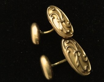 10 ct gold Edwardian gentleman/'s coffee bean cufflinks on chain links