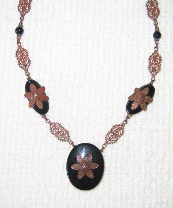 Exquisite Antique Victorian Necklace. Black Amethy