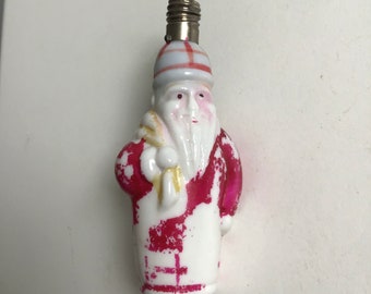 Antique Milk Glass Christmas Light.  Santa Lamp bulb.