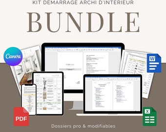 Kit de inicio de diseño de interiores: todo lo esencial para lanzar tu negocio + plantillas de Canva, Word, Excel y PDF