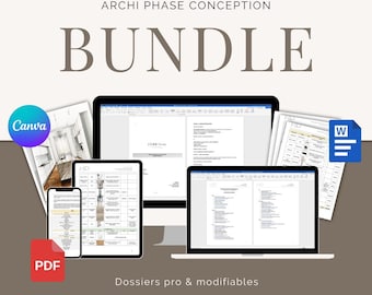 Plantillas de fase de diseño de arquitectura de interiores | Canva + Word + PDF | ESQ + Aps/Apd + DCE | Paquete Pro + Bonificación incluida
