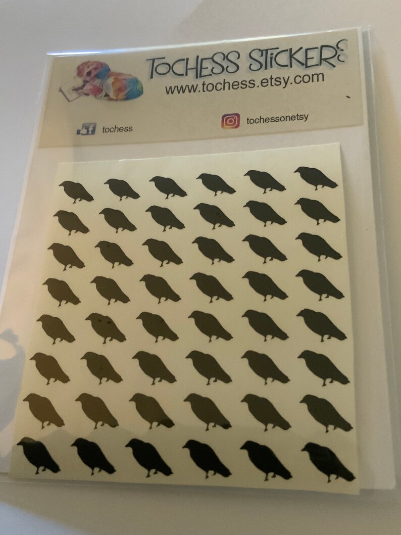 50 .5 vinyl Black bird raven crow confetti stickers image 3