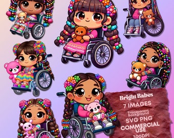 Bright Babes (colorful kawaii) Clipart INSTANT DOWNLOAD