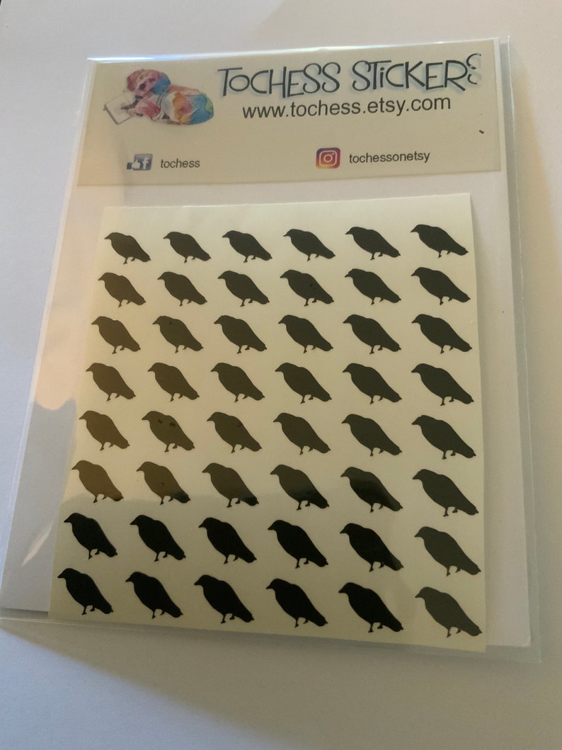 50 .5 vinyl Black bird raven crow confetti stickers image 1