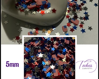 1 teaspoon of polymer clay USA flags and foil stars confetti