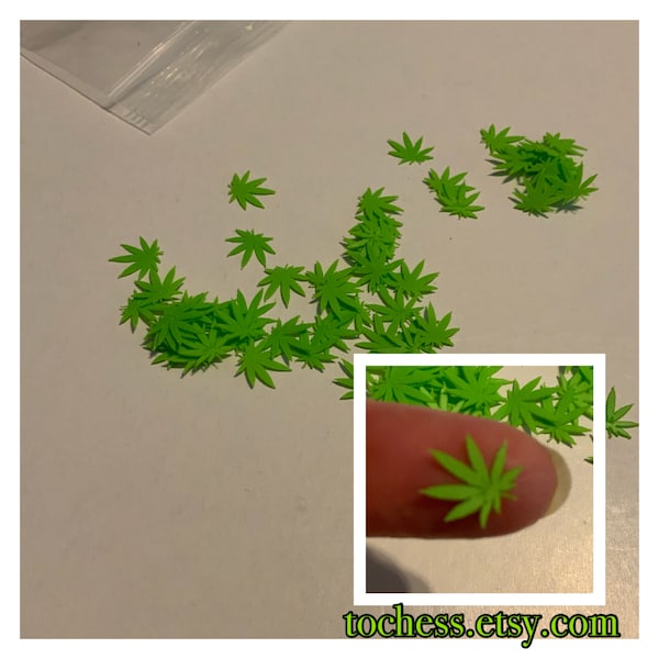 Green plastic marijuana confetti 50+ pieces