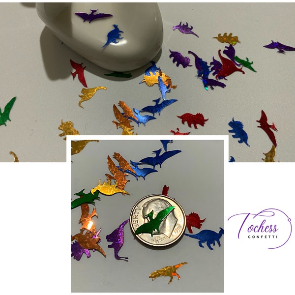 Rainbow dinosaur Foilfetti/ Glitter Confetti 50+ pieces