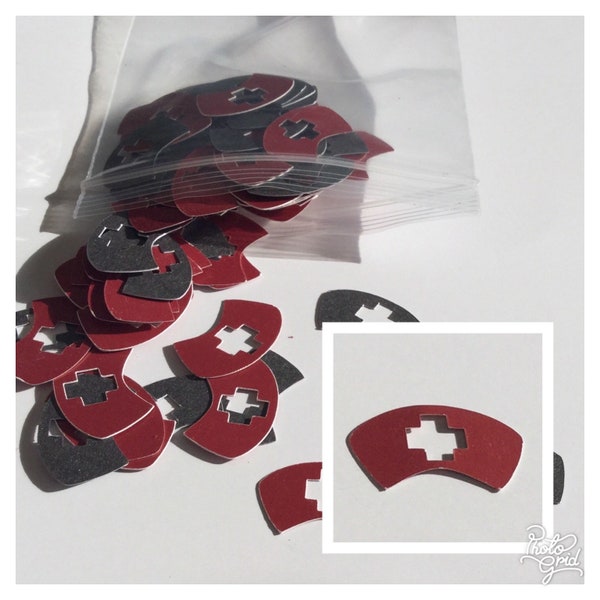 Nurse Medical Confetti 100+ pieces of Scarlet and Gray Nurse Hat Confetti