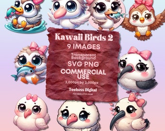 Beachy Birds (Kawaii Animals) svg/png INSTANT DOWNLOAD