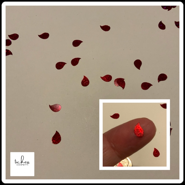 One third inch Blood Drop Foilfetti/ Glitter Confetti 50+ pieces