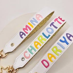 Porte-clés prénom personnalisé avec lettres en similicuir - Étiquette de sac personnalisée pour enfants