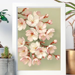 canva ai degitai art template　sakura8 cherry blossom art Antique Sakura Tree Vintage Japanese Wall Art Antique Sakura Tree